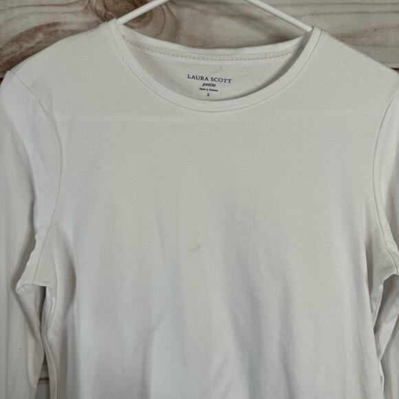 Laura Scott White Long Sleeve T-Shirt Size Small - Picture 1 of 6